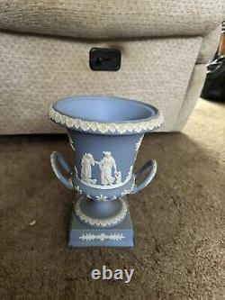 Wedgwood Blue Jasperware Campagna Lidded Urn Vase