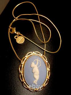 Wedgwood Blue Jasperware Cherub Cupid Necklace Pendant Brooch Amazing