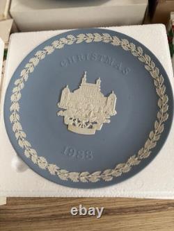 Wedgwood Blue Jasperware Christmas Plates Collection 1969-1988 Boxed Job Lot