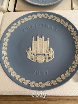 Wedgwood Blue Jasperware Christmas Plates Collection 1969-1988 Boxed Job Lot