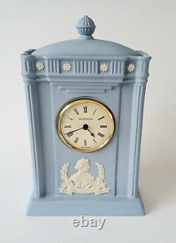 Wedgwood Blue Jasperware Clock Queen Mother