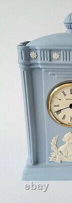 Wedgwood Blue Jasperware Clock Queen Mother