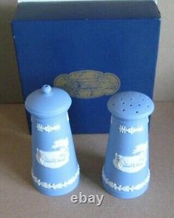 Wedgwood Blue Jasperware Cow & Gate Salt & Pepper Pots RARE