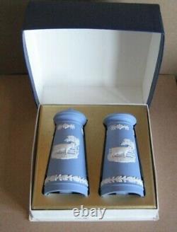 Wedgwood Blue Jasperware Cow & Gate Salt & Pepper Pots RARE