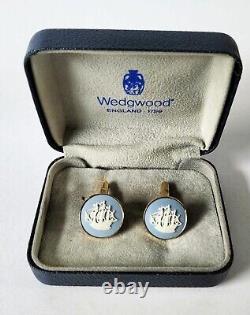 Wedgwood Blue Jasperware Cufflinks Golden Hind Jewellery