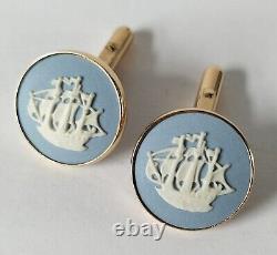 Wedgwood Blue Jasperware Cufflinks Golden Hind Jewellery