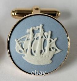 Wedgwood Blue Jasperware Cufflinks Golden Hind Jewellery