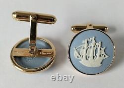 Wedgwood Blue Jasperware Cufflinks Golden Hind Jewellery