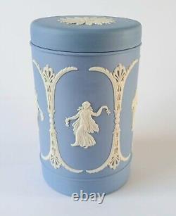 Wedgwood Blue Jasperware Dancing Hours Cannister