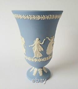 Wedgwood Blue Jasperware Dancing Hours Footed Vase