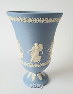 Wedgwood Blue Jasperware Dancing Hours Footed Vase