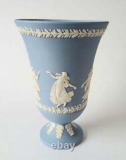 Wedgwood Blue Jasperware Dancing Hours Footed Vase