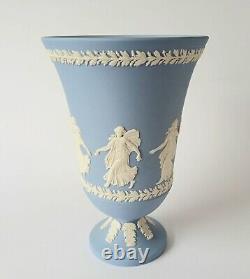 Wedgwood Blue Jasperware Dancing Hours Footed Vase