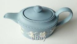 Wedgwood Blue Jasperware Dancing Hours Teapot Miniature