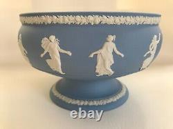 Wedgwood Blue Jasperware Dancing Hours pedestal bowl in excellent condition