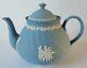 Wedgwood Blue Jasperware Floral Fluted Teapot