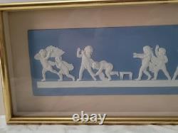 Wedgwood Blue Jasperware Framed Plaque Blind Man's Bluff 14×7