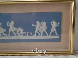 Wedgwood Blue Jasperware Framed Plaque Blind Man's Bluff 14×7