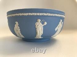 Wedgwood Blue Jasperware Fruit Bowl With 9 Muses Around The Body