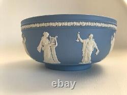 Wedgwood Blue Jasperware Fruit Bowl With 9 Muses Around The Body