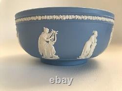 Wedgwood Blue Jasperware Fruit Bowl With 9 Muses Around The Body