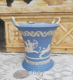 Wedgwood Blue Jasperware Handled Vase with Frog, Centaur Chiron and Achillies