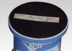 Wedgwood Blue Jasperware Humidor Brass Mounted Classical Elegance