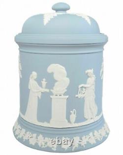 Wedgwood Blue Jasperware Humidor Jar and Lid