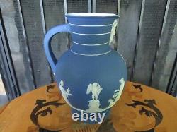 Wedgwood Blue Jasperware Large Doric Jug Pitcher Satyr Head (c. 1869)