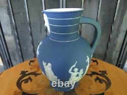 Wedgwood Blue Jasperware Large Doric Jug Pitcher Satyr Head (c. 1869)