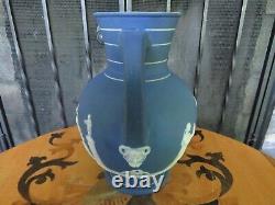 Wedgwood Blue Jasperware Large Doric Jug Pitcher Satyr Head (c. 1869)