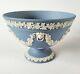 Wedgwood Blue Jasperware Lions Head And Garland Bowl