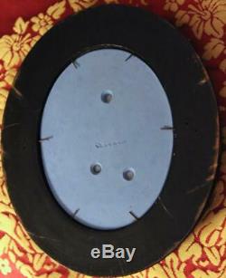 Wedgwood Blue Jasperware Medallion Cherub/Angel Black Oval Frame withHang Ring #2