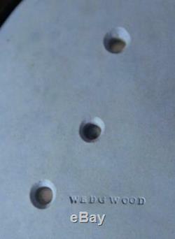 Wedgwood Blue Jasperware Medallion Cherub/Angel In Black Oval Frame withHang Ring