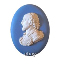 Wedgwood Blue Jasperware Medallion Shakespeare Cameo White Oval Pottery