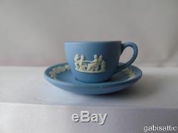 Wedgwood Blue Jasperware Miniature 12pcs Child Doll House Tea Coffee Set & Tray