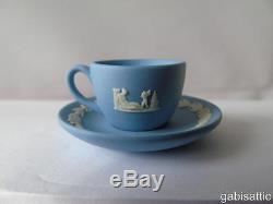 Wedgwood Blue Jasperware Miniature 12pcs Child Doll House Tea Coffee Set & Tray