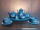 Wedgwood Blue Jasperware Miniature Tea & Coffee Set 13 Piece With Bell Vg-ex Htf