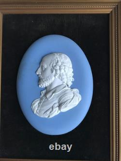 Wedgwood Blue Jasperware Oval Framed Plaque of Shakespeare