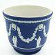 Wedgwood Blue Jasperware Planter Jardinière Classical Scenes 20.5 Cm