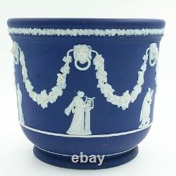 Wedgwood Blue Jasperware Planter Jardinière Classical Scenes 20.5 cm