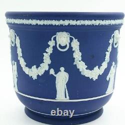 Wedgwood Blue Jasperware Planter Jardinière Classical Scenes 20.5 cm