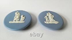 Wedgwood Blue Jasperware Plaques Mother And Child x 2 = Pram Plaques