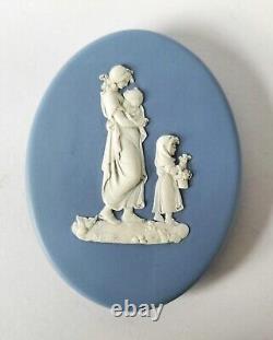 Wedgwood Blue Jasperware Plaques Mother And Child x 2 = Pram Plaques