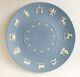 Wedgwood Blue Jasperware Plate Zodiac 12 Signs