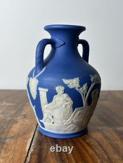 Wedgwood Blue Jasperware Portland Vase Miniature 13cm 19th Century Wedgwood Blue Jasperware Portland Vase Miniature 13cm 19th Century
