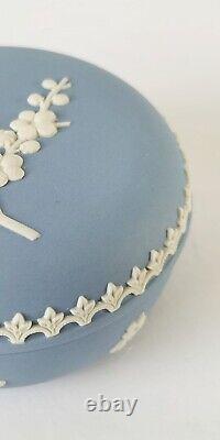 Wedgwood Blue Jasperware Prunus Blossom Trinket Box