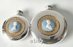 Wedgwood Blue Jasperware Silver Price Charles & Diana Hip Flasks Royal Wedding
