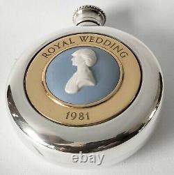 Wedgwood Blue Jasperware Silver Price Charles & Diana Hip Flasks Royal Wedding