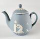Wedgwood Blue Jasperware Teapot Lord Wedgwood Collection